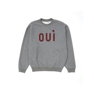 Clare V. Oversized Oui Sweatshirt in Grey/Bordeaux
